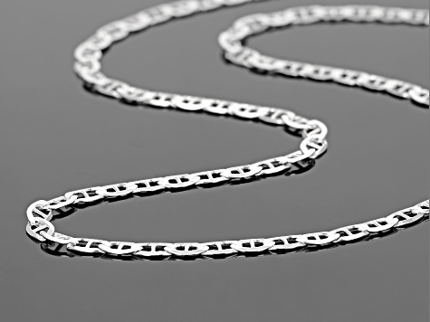 Sterling Silver 24 inch Flat Mariner Chain Necklace