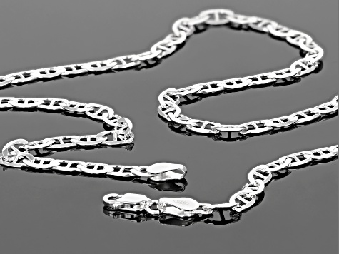 Sterling Silver 24 inch Flat Mariner Chain Necklace