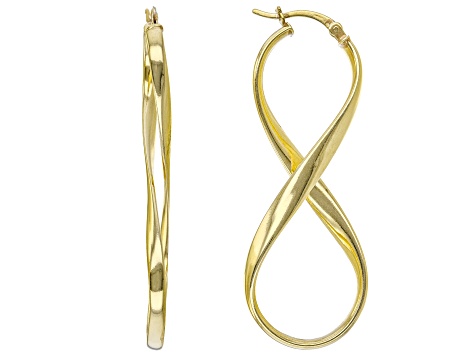 18K Yellow Gold Over Sterling Silver Elongated Infinity Tube Earrings ...