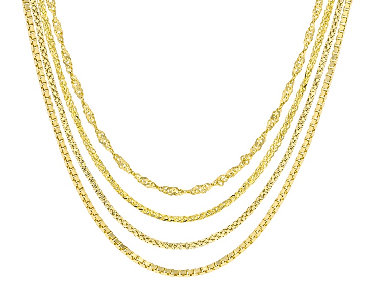18K Yellow Gold Over Sterling Silver Set of 4 Adjustable Box