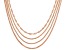 18K Rose Gold Over Sterling Silver Set of 4 Adjustable Box, Singapore, Popcorn, & Wheat 24" Chains