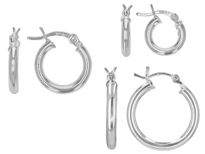 Sterling Silver Set of 3 12MM, 14MM, and 18MM Hoop Earrings