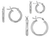 Sterling Silver Set of 3 12MM, 14MM, and 18MM Hoop Earrings