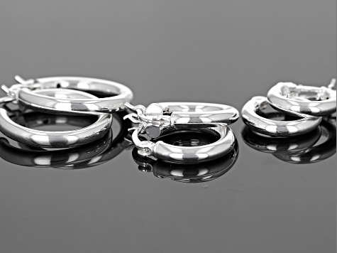 Sterling Silver Set of 3 12MM, 14MM, and 18MM Hoop Earrings