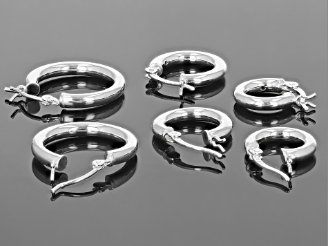 Sterling Silver Set of 3 12MM, 14MM, and 18MM Hoop Earrings