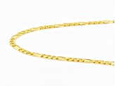 18K Yellow Gold Over Sterling Silver 4.40MM Flat Figaro Chain 18 Inch Necklace