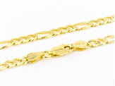 18K Yellow Gold Over Sterling Silver 4.40MM Flat Figaro Chain 24 Inch Necklace