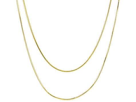 18K Yellow Gold Over Sterling Silver Set of Two 22 Inch Snake Chain