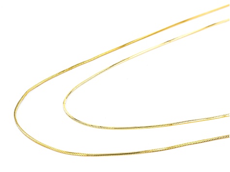 18K Yellow Gold Over Sterling Silver Set of Two 22 Inch Snake Chain