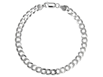 Picture of Sterling Silver Diamond-Cut 6MM Flat Curb Link 8.25 Inch Bracelet