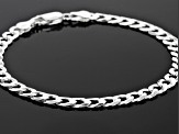 Sterling Silver Diamond-Cut 6MM Flat Curb Link 8.25 Inch Bracelet