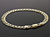 18K Yellow Gold Over Sterling Silver Diamond-Cut 6MM Flat Curb Link 8.25 Inch Bracelet