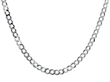 Picture of Sterling Silver Diamond-Cut 6MM Flat Curb Chain 22 Inch Necklace