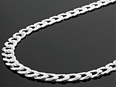 Sterling flattened curb chain bracelet
