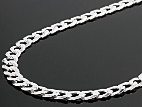 Sterling Silver Diamond-Cut 6MM Flat Curb Chain 22 Inch Necklace