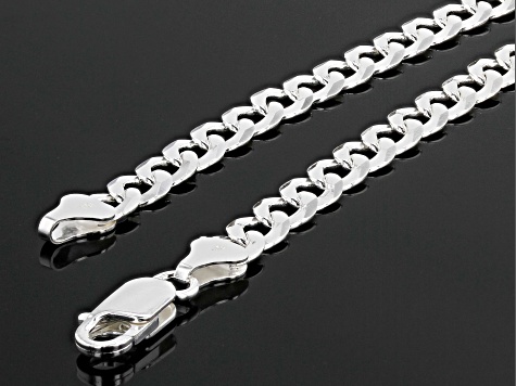 Sterling Silver Diamond-Cut 6MM Flat Curb Chain 22 Inch Necklace ...