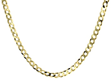 Picture of 18K Yellow Gold Sterling Silver Diamond Cut 6 MM Flat Curb Chain 22 Inch Necklace