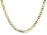 18K Yellow Gold Sterling Silver Diamond Cut 6 MM Flat Curb Chain 22 Inch Necklace