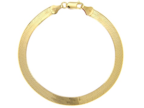 18k Yellow Gold Over Sterling Silver 5.5mm Herringbone Link Bracelet