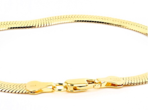 18K Yellow Gold Over Sterling Silver Set of 3 Flat Curb, Mariner, and Herringbone Link Bracelets