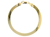 18K Yellow Gold Over Sterling Silver Set of 3 Flat Curb, Mariner, and Herringbone Link Bracelets
