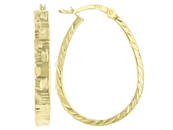 Picture of 18K Yellow Gold Over Sterling Silver Diamond-Cut Oval Hoop Earrings