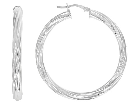 Sterling Silver Set of 2 39MM and 23MM Twisted Hoop Earrings - DOM177 ...