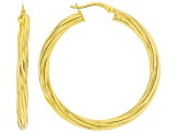 18K Yellow Gold Over Sterling Silver Set of 2 39MM and 23MM Twisted Hoop Earrings