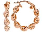 18K Rose Gold Over Sterling Silver Set of 2 39MM and 23MM Twisted Hoop Earrings