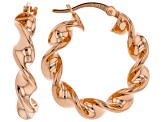 18K Rose Gold Over Sterling Silver Set of 2 39MM and 23MM Twisted Hoop Earrings