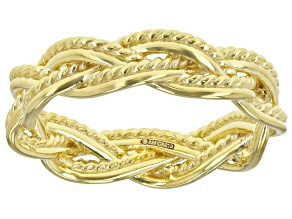 18K Yellow Gold Over Sterling Silver Braided Band Ring