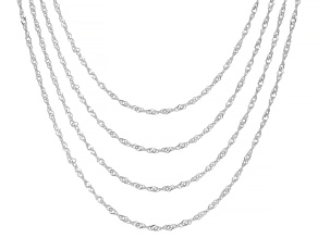 Sterling Silver 1.6MM Diamond-Cut Set of 4 Singapore Chains
