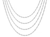 Sterling Silver 1.6MM Diamond-Cut Set of 4 Singapore Chains