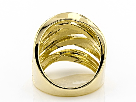 18K Yellow Gold Over Sterling Silver Crossover Dome Ring - DOM231