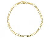 18K Yellow Gold Over Sterling Silver 3MM Curb, 3MM Figaro, 2MM Twisted Herringbone Bracelet Set of 3