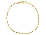 18K Yellow Gold Over Sterling Silver 3MM Curb, 3MM Figaro, 2MM Twisted Herringbone Bracelet Set of 3