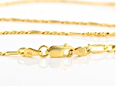 18K Yellow Gold Over Sterling Silver Set of Two 3MM 20 and 24 Inch Figaro Chains