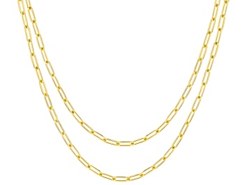 Picture of 18K Yellow Gold Over Sterling Silver Set of Two 2.2MM 20 and 24-Inch Paperclip Chains