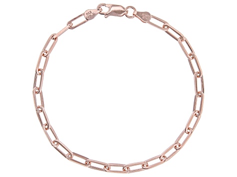 18K Rose Gold Over Sterling Silver 3.8MM Paperclip Link Bracelet