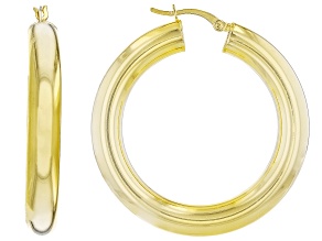 18K Yellow Gold Over 6MMX40MM Sterling Silver Hoop Earrings