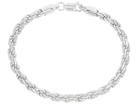 Sterling Silver 5.7MM Diamond-Cut Rope Link Bracelet
