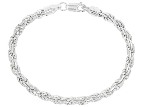 Sterling Silver 5.7MM Diamond-Cut Rope Link Bracelet