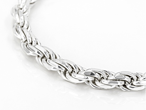 Sterling Silver 5.7MM Diamond-Cut Rope Link Bracelet