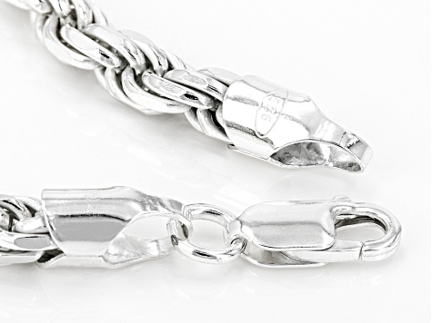 Sterling Silver 5.7MM Diamond-Cut Rope Link Bracelet