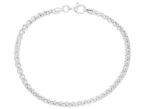 Sterling Silver 3.5MM Round Box Link Bracelet