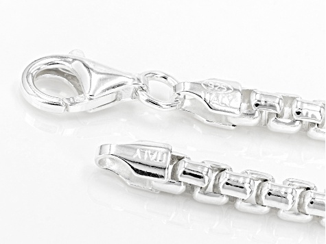 Sterling Silver 3.5MM Round Box Link Bracelet