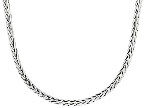 Rhodium Over Sterling Silver 4MM Wheat Chain