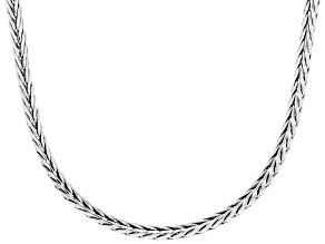 Rhodium Over Sterling Silver 4MM Wheat Chain