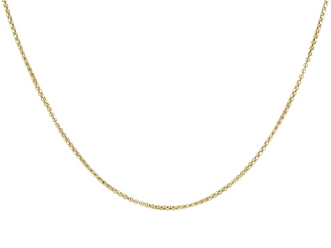 18K Yellow Gold Over Sterling Silver 1.35mm Diamond-Cut Adjustable Popcorn Chain