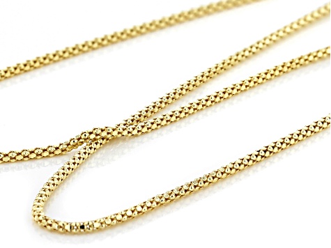 diamond cut popcorn link chain in yellow gold